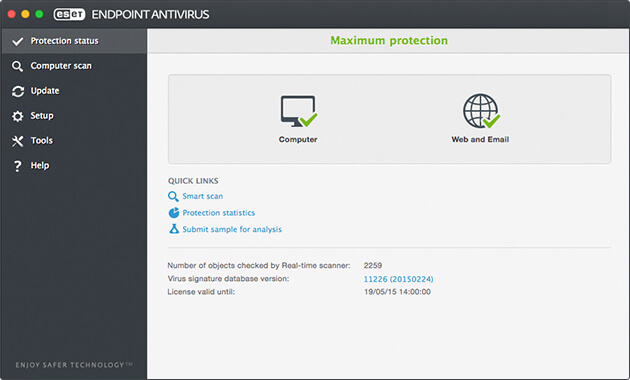 ESET EEA Mac protection status